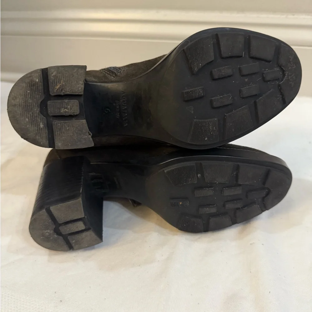 Aquatalia Indira Brown Round Toe Buckled Booties Size 6